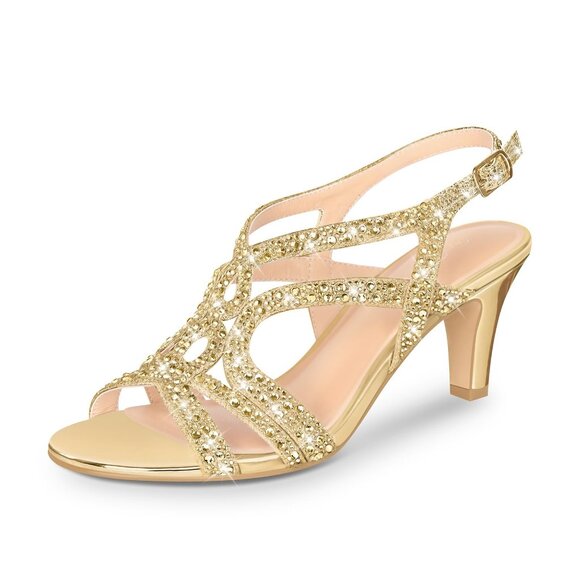 Pizz Annu Shoes - Pizz Annu Amelia Size 7 Rhinestone Heeled Sandals Strappy Design Luxurious Look